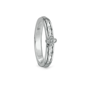 Lucky Sterling Silver Meditation Ring with Clover