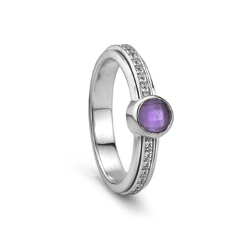 Calm Sterling Silver Meditation Ring with Amethyst