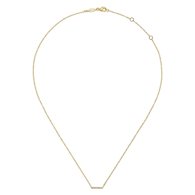14K Yellow Gold Petite Pavé Diamond Bar Necklace