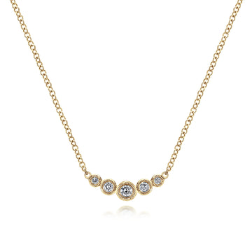 14K Yellow Gold Diamond Bar Necklace, 0.1ct