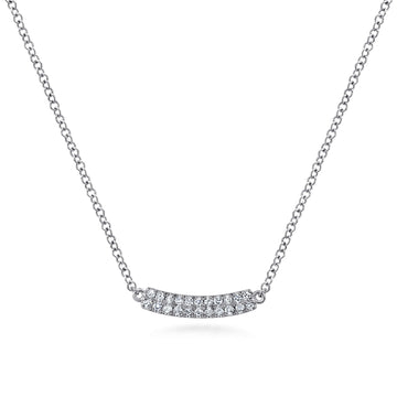 Bar Necklace Straight 14K White Gold Diamond 0.11ct
