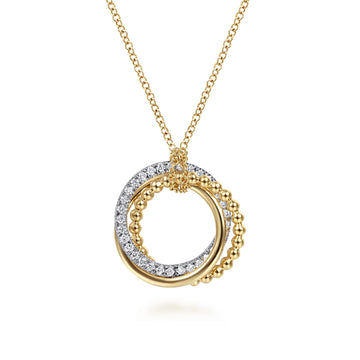 14K White & Yellow Gold Diamond Pendant Necklace-Bujukan