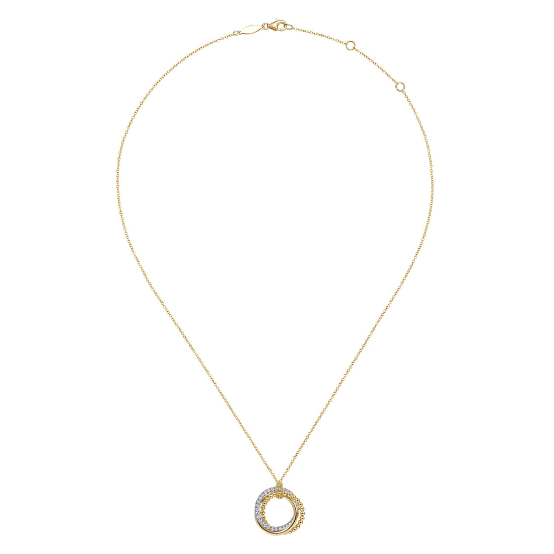 14K White & Yellow Gold Diamond Pendant Necklace-Bujukan