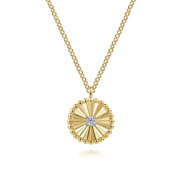 14K White & Yellow Gold Diamond Pendant Necklace-Bujukan