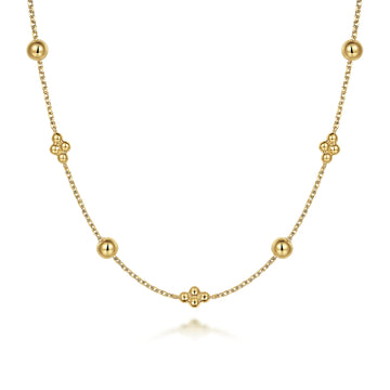 14K Yellow Gold Beaded Station Necklace-Bujukan