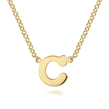 14K Yellow Gold C Initial Necklace