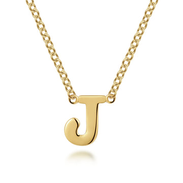 14K Yellow Gold J Initial Necklace