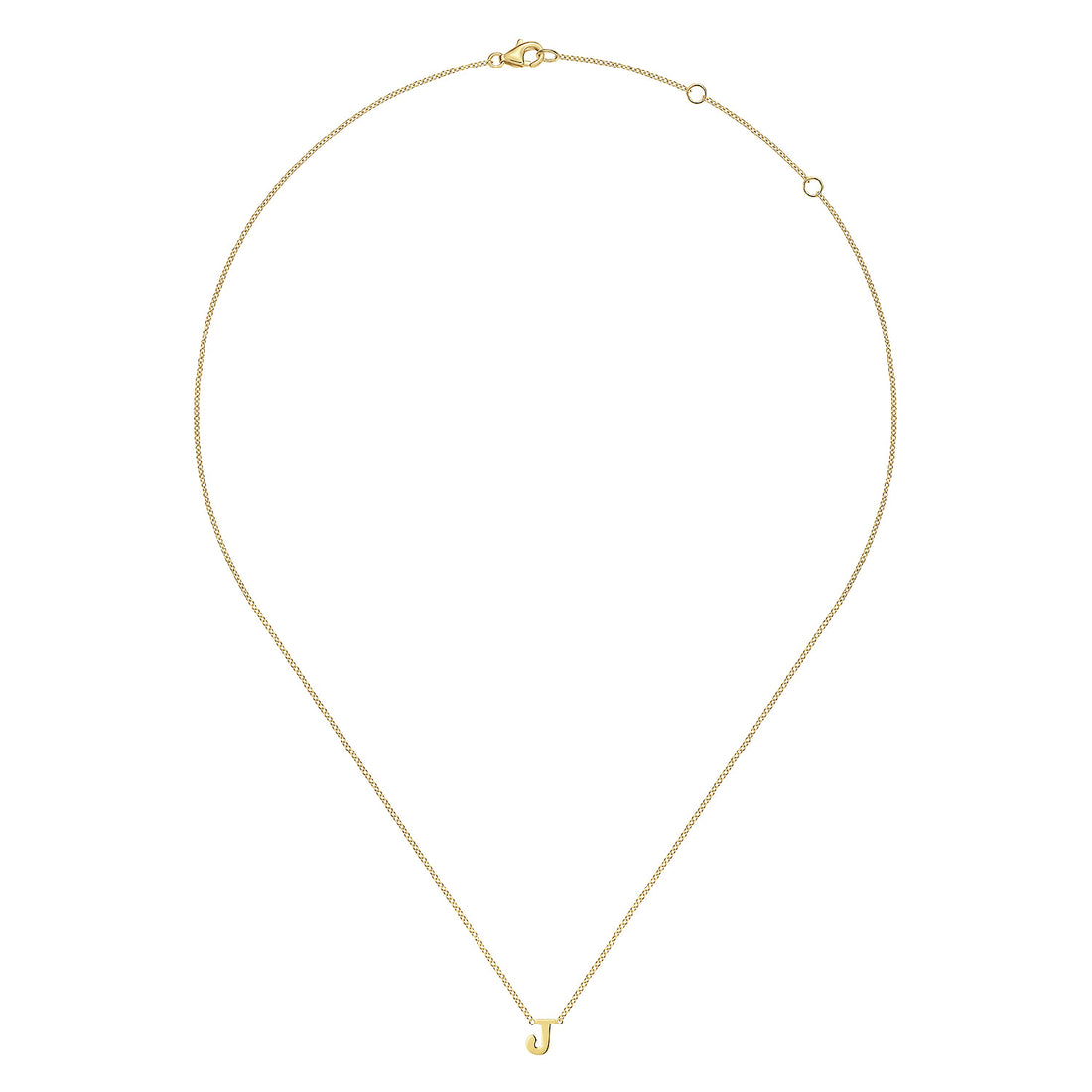14K Yellow Gold J Initial Necklace