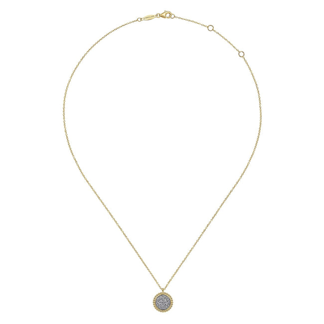 14K Yellow Gold Bujukan and Diamond Pavé Pendant Necklace