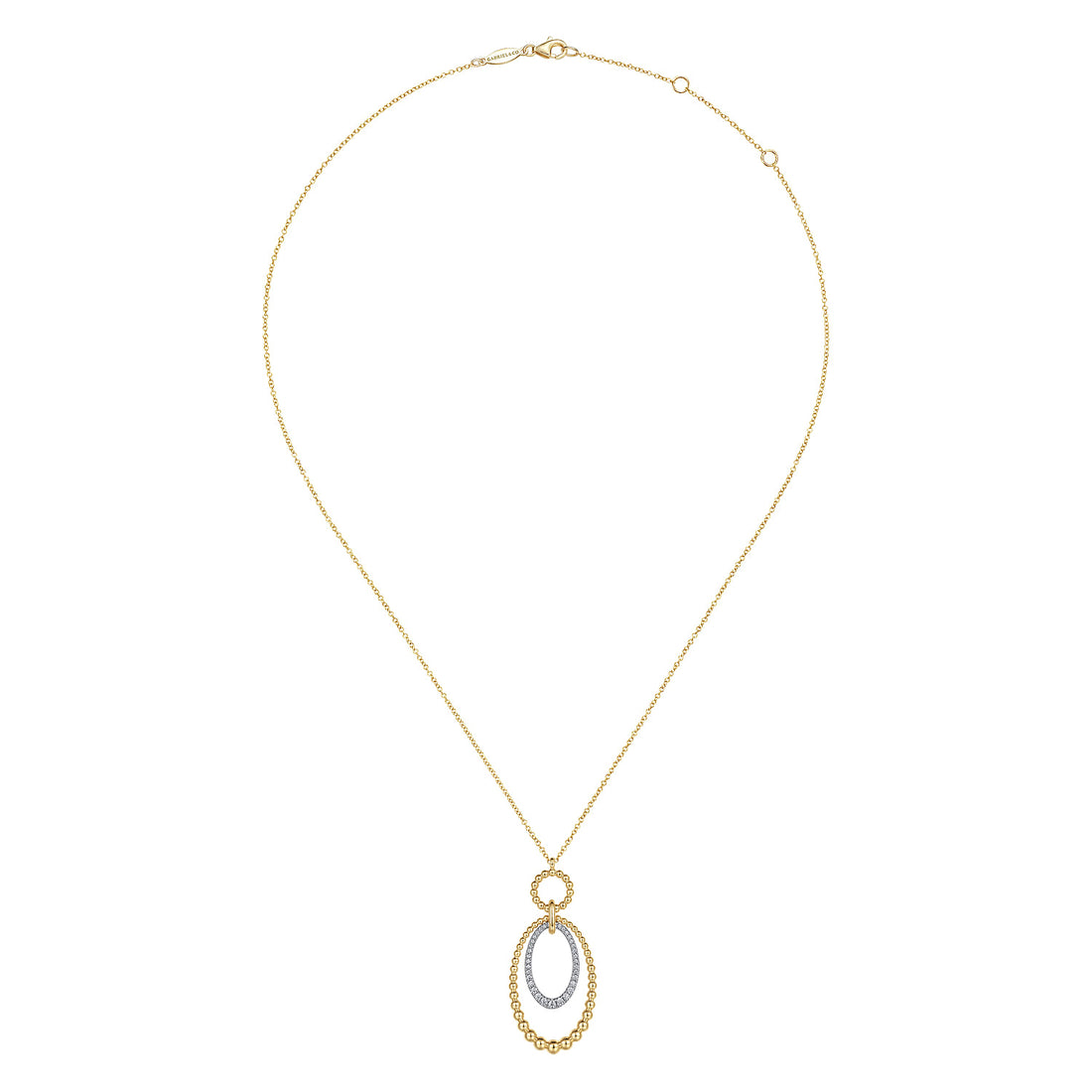 14K White-Yellow Gold Bujukan and Diamond Circle Pendant Necklace