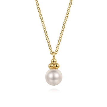 Pendant Necklace Drop 14K Yellow Gold Pearl Bujukan