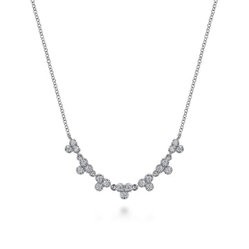 14K White Gold Diamond Droplet Link Necklace