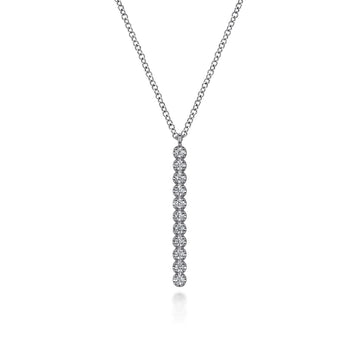 14K White Gold Diamond Vertical Bar Y Pendant Necklace
