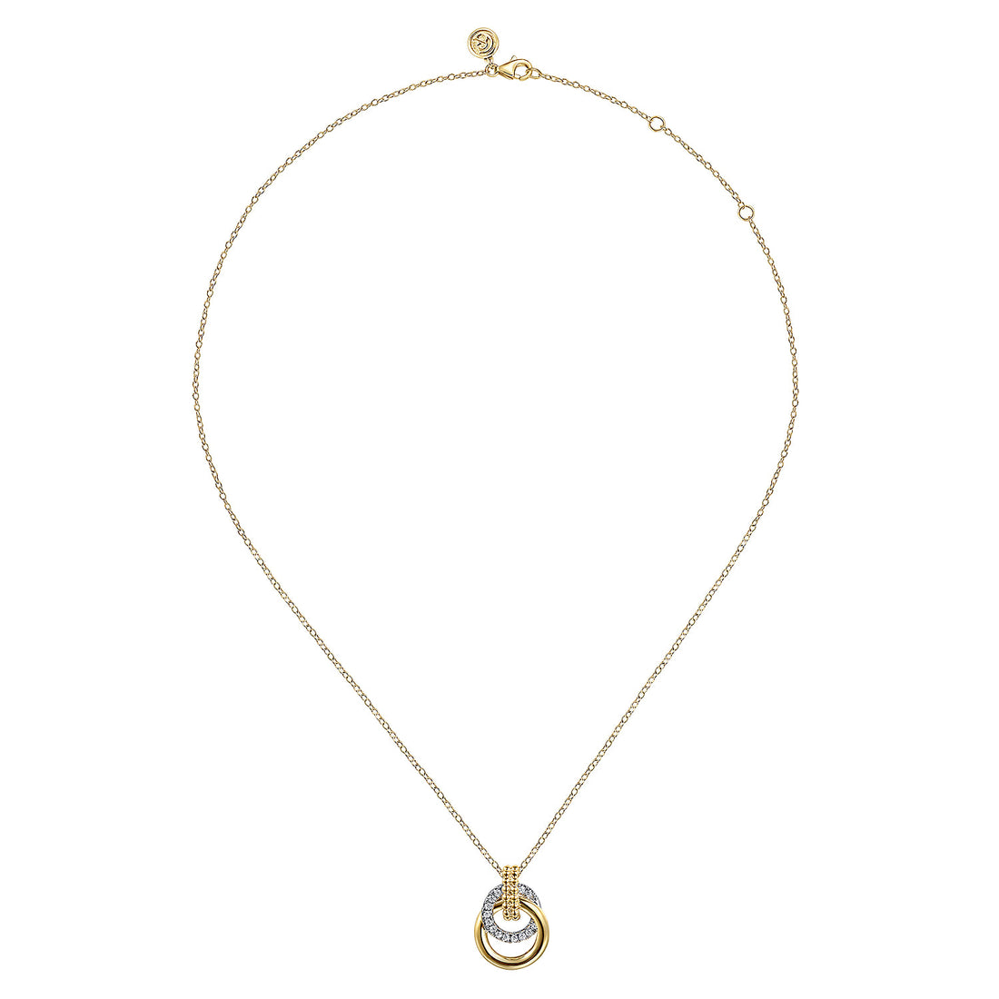 14K White & Yellow Gold Diamond Pendant Necklace-Bujukan