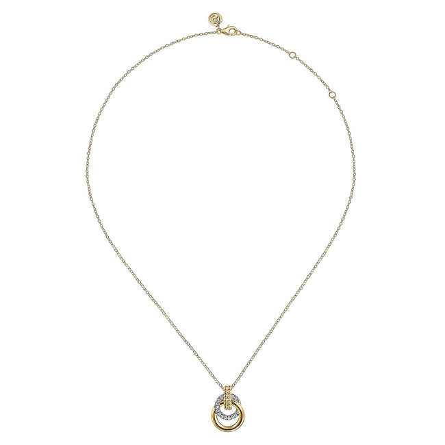 14K White & Yellow Gold Bujukan Diamond Pendant Necklace