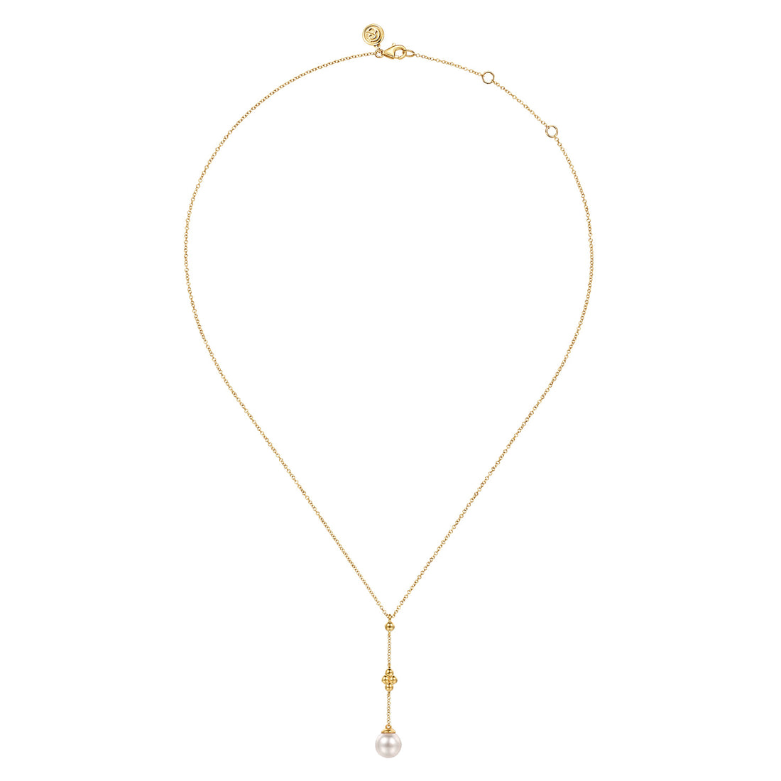 14K Yellow Gold Clover Bujukan and Pearl Drop Necklace