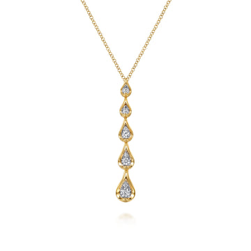 14K White & Yellow Gold Diamond Teardrop Necklace