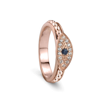 Stackable Nazar RGV Meditation Ring in Pink Gold