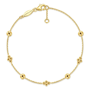 14K Yellow Gold Clover Station Bracelet-Bujukan