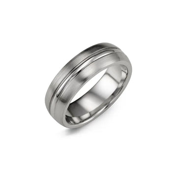 Brushed Polished Accent Cobalt Wedding Band