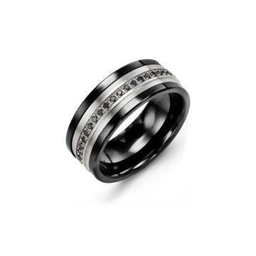 Men’s Gold Wedding Ring with Black Diamonds