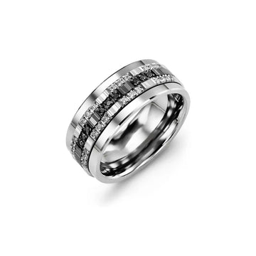 Black White Trio Diamond Wedding Band