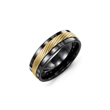 Diagonal Carved Line Wedding Ring
