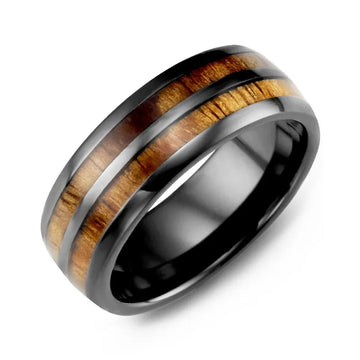 Dome Double Koa Wood Ceramic Ring