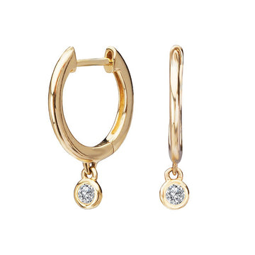 14kt Hoop Earrings with Diamond Dangle