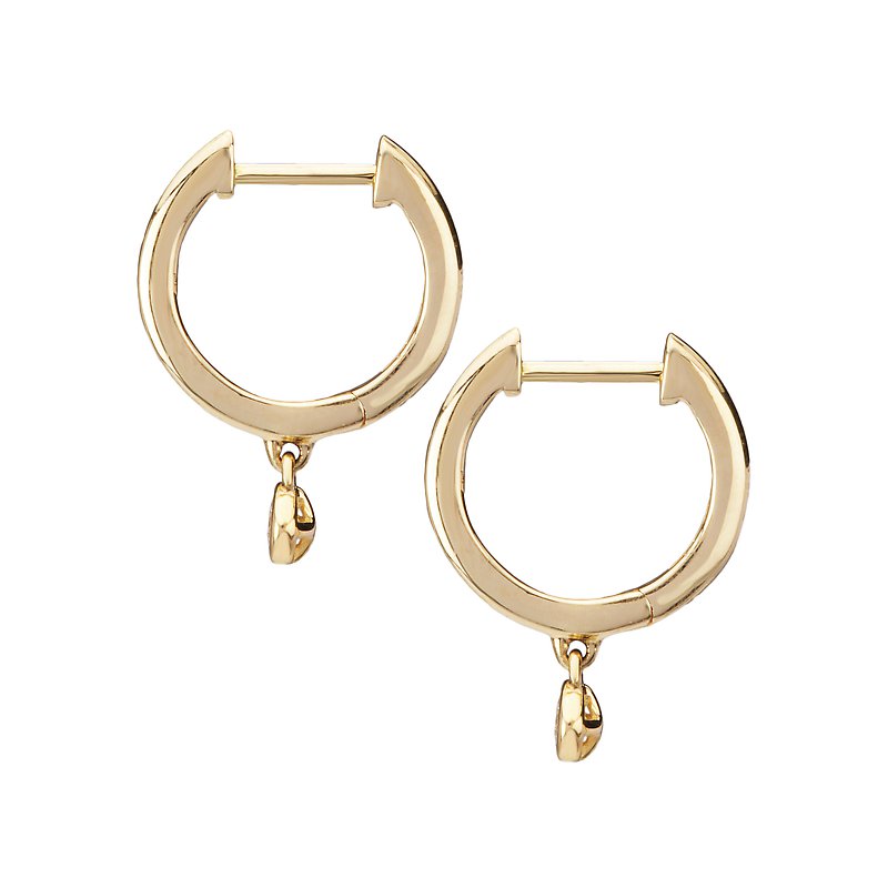 14kt Hoop Earrings with Diamond Dangle