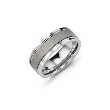 Satin Center Polished Edges Tungsten Wedding Ring