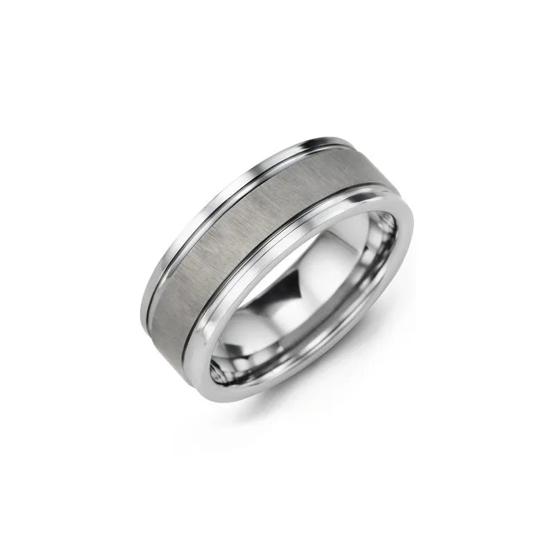 Satin Center Polished Edges Tungsten Wedding Ring