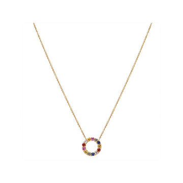 14kt Diamond & Gem Circle Necklace