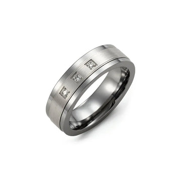 Satin Finish Spaced Diamond Wedding Band