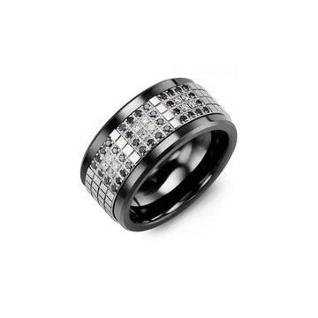 Black & White Diamond Cubed Wedding Band
